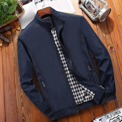Veste classique à col montant pour homme avec doublure à carreaux