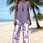 Ensemble 2 pièces haut asymétrique et pantalon capri pour femme