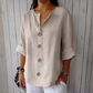 👕✨🌿 Haut Boutonné Ample pour Femme – Tissu Infroissable, Respirant & 6 Couleurs (S-4XL)