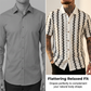 Chemise rétro à manches courtes et motif géométrique tricoté pour homme ✨