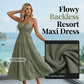Robe maxi à bretelles dans le dos et dos nu à volants pour femme