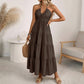 Robe maxi à bretelles dans le dos et dos nu à volants pour femme