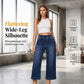 Jeans denim larges et cropped, taille élastique pour femme