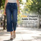 Jeans denim larges et cropped, taille élastique pour femme