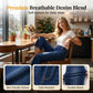 Jeans denim larges et cropped, taille élastique pour femme