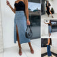 Jupe bodycon fendue à boutons – Chic du jour au soir