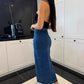 Jupe bodycon fendue à boutons – Chic du jour au soir