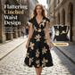 👗 -50 % 🌺 Robe décontractée imprimée pour femme, col V et volants – Tissu léger, style romantique et parfaite pour les journées chaudes ☀️