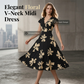 👗 -50 % 🌺 Robe décontractée imprimée pour femme, col V et volants – Tissu léger, style romantique et parfaite pour les journées chaudes ☀️