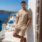Ensemble haut à manches courtes texturé et short pour homme