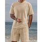 Ensemble haut à manches courtes texturé et short pour homme