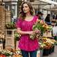 Top fleuri à plis – ample, confortable et élégant