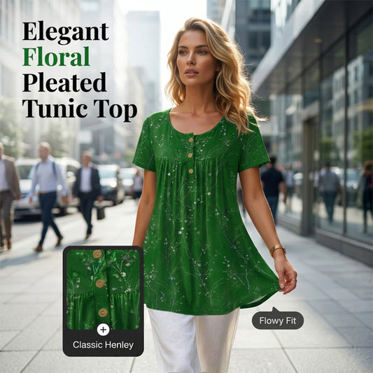Top fleuri à plis – ample, confortable et élégant