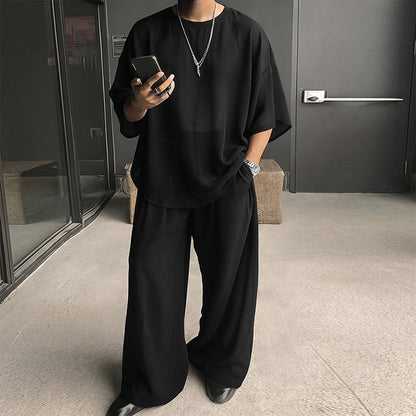 Ensemble 2 pièces pour homme : t-shirt et pantalon à jambes larges