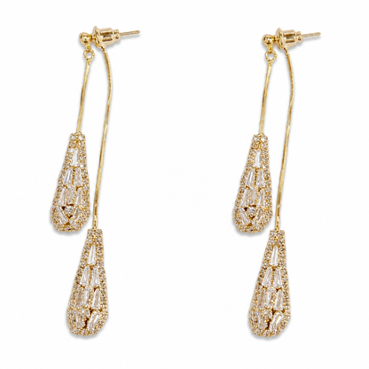📢📢50 % DE RÉDUCTION !! ⏰ Boucles d'oreilles pour femme Dual Wear Zircon Water Drop Tassel, plaquées or, boucles d'oreilles pendantes élégantes