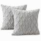 Soft Plush Cushion Cover with Embroidered Geometric Diamond Pattern Minimalist Solid Color Throw Pillow Case for Sofa