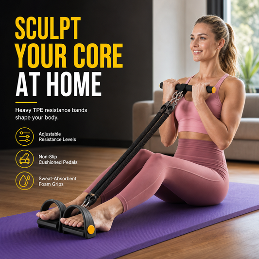 Élastique de fitness multifonction avec pédales pour exercices abdominaux, yoga, Pilates et entraînement à domicile (hommes et femmes)