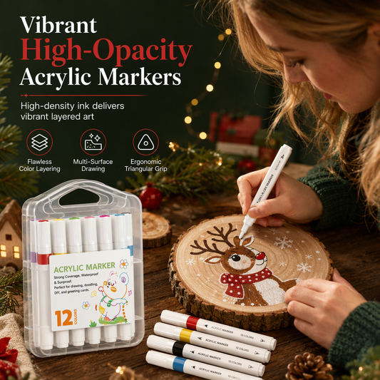 Ensemble de marqueurs acryliques avec étui de rangement pour le dessin
