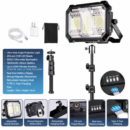 🔥⏰️NOUVEAUTÉS !!!☀️ Lampe de camping LED rechargeable à l'énergie solaire – Lampe d'urgence portable ultra-lumineuse pour les marchés nocturnes et les travaux en extérieur ✨