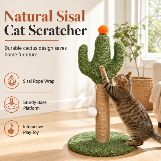 🌵 Arbre à Chat en Sisal « Cactus » – Griffoir, Niche & Plateforme de Jeu 🐱✨