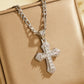 ✝️ PROMO FLASH : 50% DE RÉDUCTION ! Collier Pendentif Croix Hip-Hop Zircon Baguette & Chaîne Figaro en Laiton – Strass Taille Baguette, Placage Anti-Ternissement & Maille Figaro Massive for un Look Streetwear Iced Out ✨