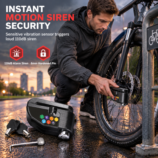 Antivol à alarme pour disque de frein, destiné aux vélos, VTT, motos et vélos électriques